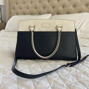 Kate Spade Medium Cameron Satchel - Navy and White